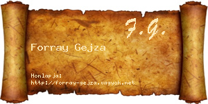 Forray Gejza névjegykártya